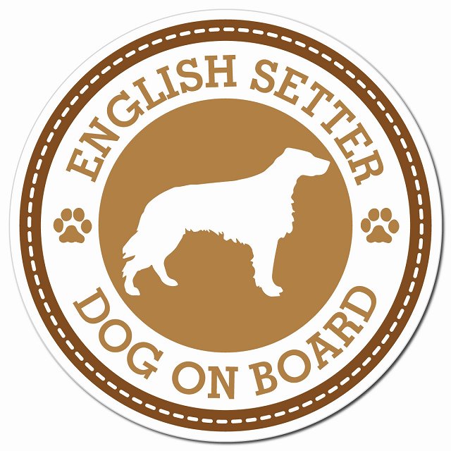 ENGLISH SETTER イングリッシュ・セター ブラウン 肉球 Dog on board マグネット 車用 直径13cm 丸型 カーマグネット