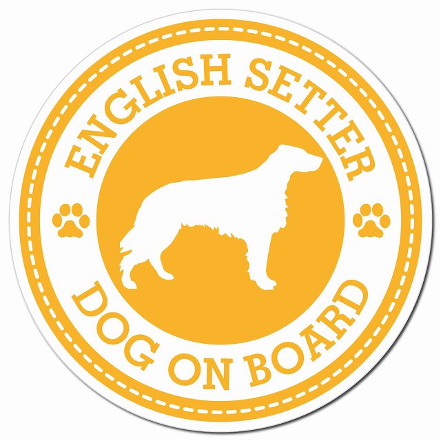 ENGLISH SETTER イングリッシュ・セター イエロー 肉球 Dog on board マグネット 車用 直径13cm 丸型 カーマグネット