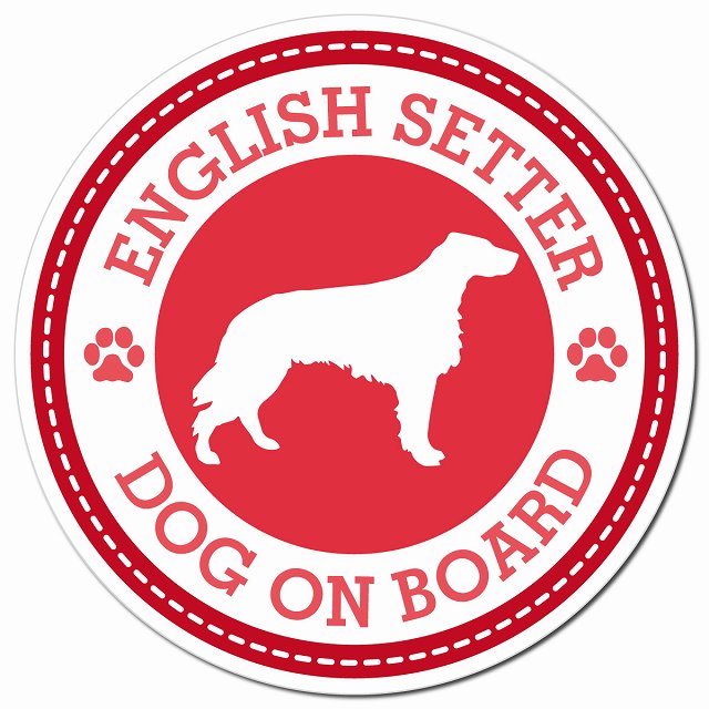 ENGLISH SETTER イングリッシュ・セター レッド 肉球 Dog on board マグネット 車用 直径13cm 丸型 カーマグネット