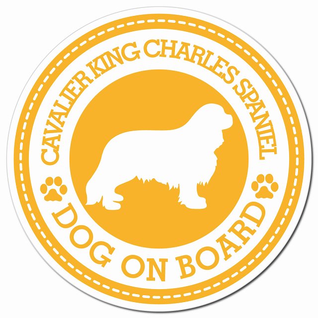 Cavalier King Charles Spaniel キャバリアキングチャールズスパニエル イエロー 肉球 Dog on board マグネット 車用 直径13cm 丸型 カーマグネット