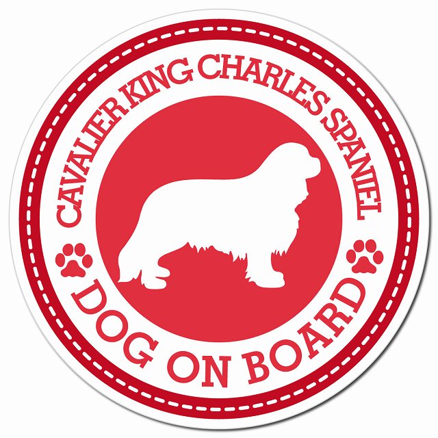 Cavalier King Charles Spaniel キャバリアキングチャールズスパニエル レッド 肉球 Dog on board マグネット 車用 直径13cm 丸型 カーマグネット