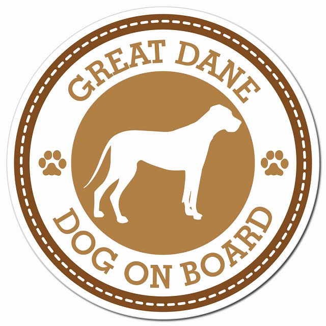 GREAT DANE グレート・デーン ブラウン 肉球 Dog on board マグネット 車用 直径13cm 丸型 カーマグネット
