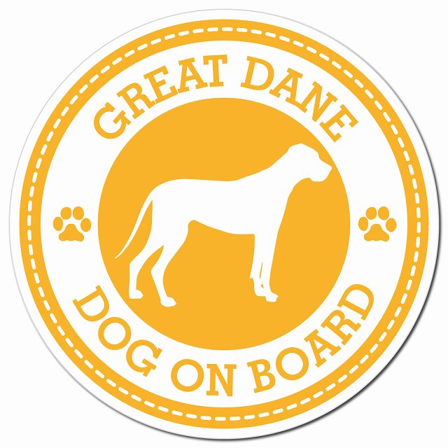 GREAT DANE グレート・デーン イエロー 肉球 Dog on board マグネット 車用 直径13cm 丸型 カーマグネット