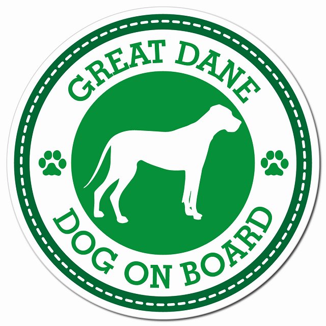 GREAT DANE グレート・デーン グリーン 肉球 Dog on board マグネット 車用 直径13cm 丸型 カーマグネット