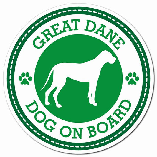 GREAT DANE グレート・デーン グリーン 肉球 Dog on board マグネット 車用 直径13cm 丸型 カーマグネット