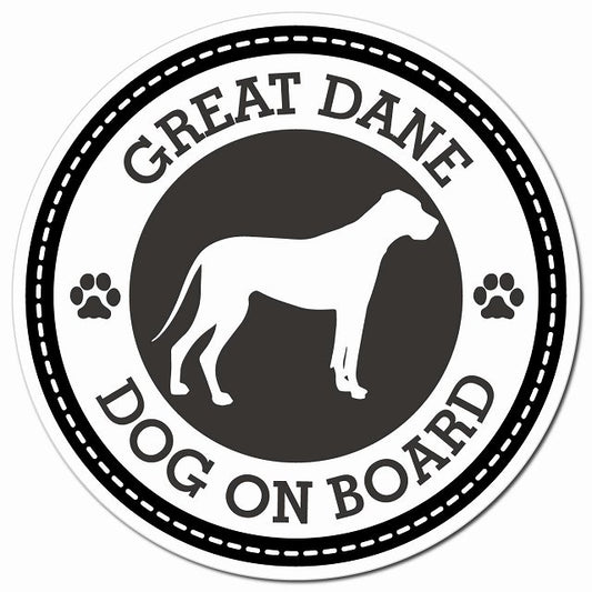 GREAT DANE グレート・デーン ブラック 肉球 Dog on board マグネット 車用 直径13cm 丸型 カーマグネット