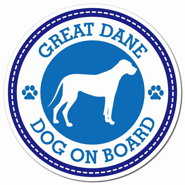 GREAT DANE グレート・デーン ブルー 肉球 Dog on board マグネット 車用 直径13cm 丸型 カーマグネット