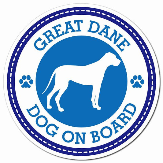 GREAT DANE グレート・デーン ブルー 肉球 Dog on board マグネット 車用 直径13cm 丸型 カーマグネット