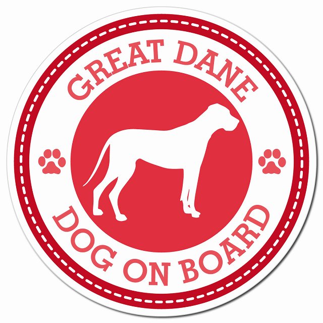 GREAT DANE グレート・デーン レッド 肉球 Dog on board マグネット 車用 直径13cm 丸型 カーマグネット