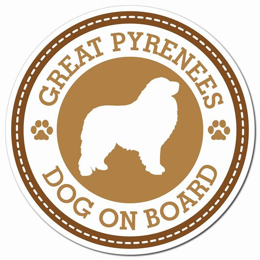 GREAT PYRENEES グレート・ピレニーズ ブラウン 肉球 Dog on board マグネット 車用 直径13cm 丸型 カーマグネット