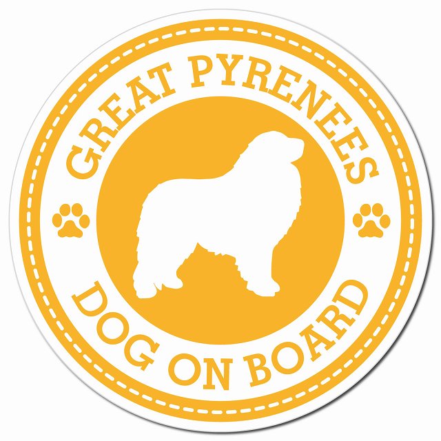 GREAT PYRENEES グレート・ピレニーズ イエロー 肉球 Dog on board マグネット 車用 直径13cm 丸型 カーマグネット