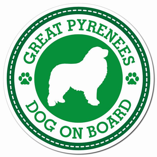 GREAT PYRENEES グレート・ピレニーズ グリーン 肉球 Dog on board マグネット 車用 直径13cm 丸型 カーマグネット