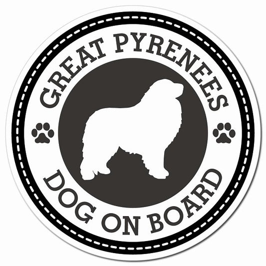 GREAT PYRENEES グレート・ピレニーズ ブラック 肉球 Dog on board マグネット 車用 直径13cm 丸型 カーマグネット
