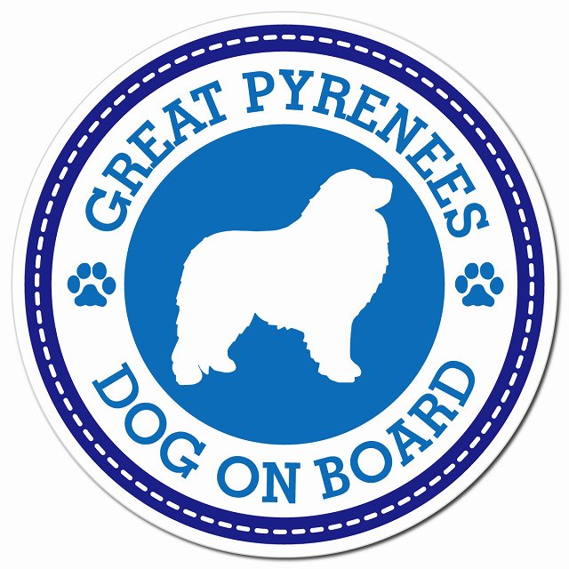 GREAT PYRENEES グレート・ピレニーズ ブルー 肉球 Dog on board マグネット 車用 直径13cm 丸型 カーマグネット