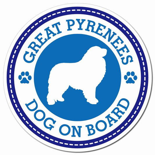 GREAT PYRENEES グレート・ピレニーズ ブルー 肉球 Dog on board マグネット 車用 直径13cm 丸型 カーマグネット
