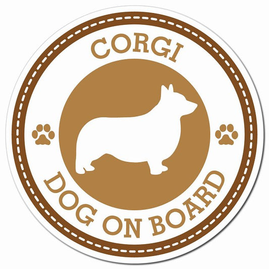 CORGI コーギ ブラウン 肉球 Dog on board マグネット 車用 直径13cm 丸型 カーマグネット