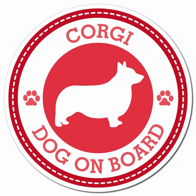 CORGI コーギ レッド 肉球 Dog on board マグネット 車用 直径13cm 丸型 カーマグネット
