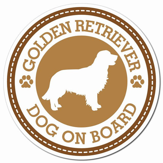GOLDEN RETRIEVER ゴールデンレトリバー ブラウン 肉球 Dog on board マグネット 車用 直径13cm 丸型 カーマグネット
