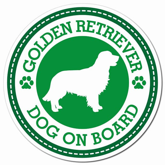 GOLDEN RETRIEVER ゴールデンレトリバー グリーン 肉球 Dog on board マグネット 車用 直径13cm 丸型 カーマグネット
