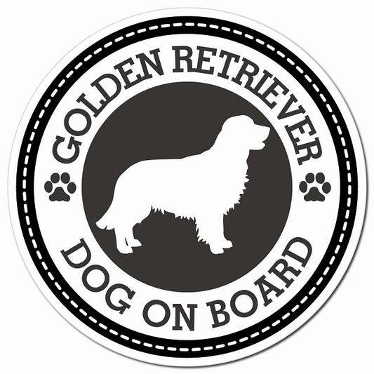 GOLDEN RETRIEVER ゴールデンレトリバー ブラック 肉球 Dog on board マグネット 車用 直径13cm 丸型 カーマグネット