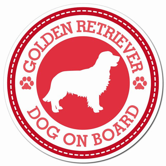 GOLDEN RETRIEVER ゴールデンレトリバー レッド 肉球 Dog on board マグネット 車用 直径13cm 丸型