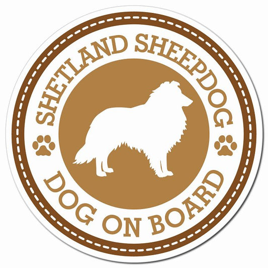 SHETLAND SHEEP DOG シェットランドシープドッグ ブラウン 肉球 Dog on board マグネット 車用 直径13cm 丸型