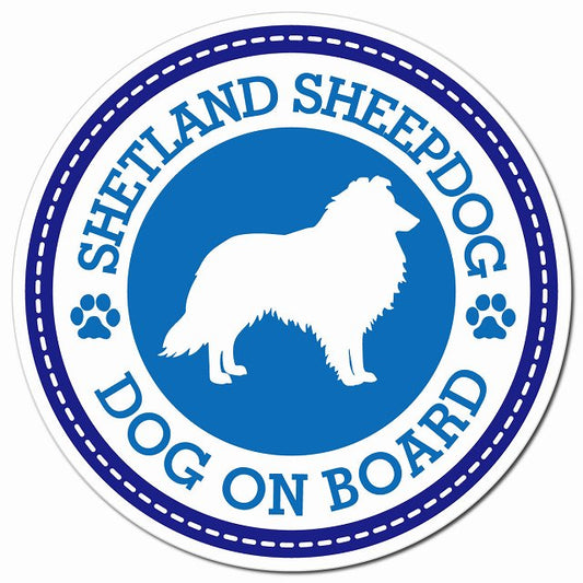 SHETLAND SHEEP DOG シェットランドシープドッグ ブルー 肉球 Dog on board マグネット 車用 直径13cm 丸型