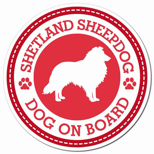 SHETLAND SHEEP DOG シェットランドシープドッグ レッド 肉球 Dog on board マグネット 車用 直径13cm 丸型