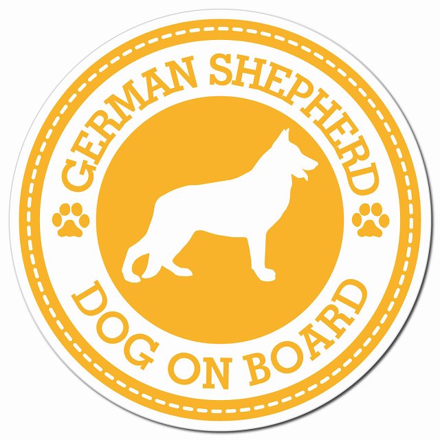 GERMAN SHEPHERD シェパード イエロー 肉球 Dog on board マグネット 車用 直径13cm 丸型 カーマグネット