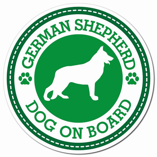 GERMAN SHEPHERD シェパード グリーン 肉球 Dog on board マグネット 車用 直径13cm 丸型