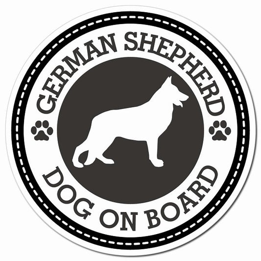 GERMAN SHEPHERD シェパード ブラック 肉球 Dog on board マグネット 車用 直径13cm 丸型 カーマグネット