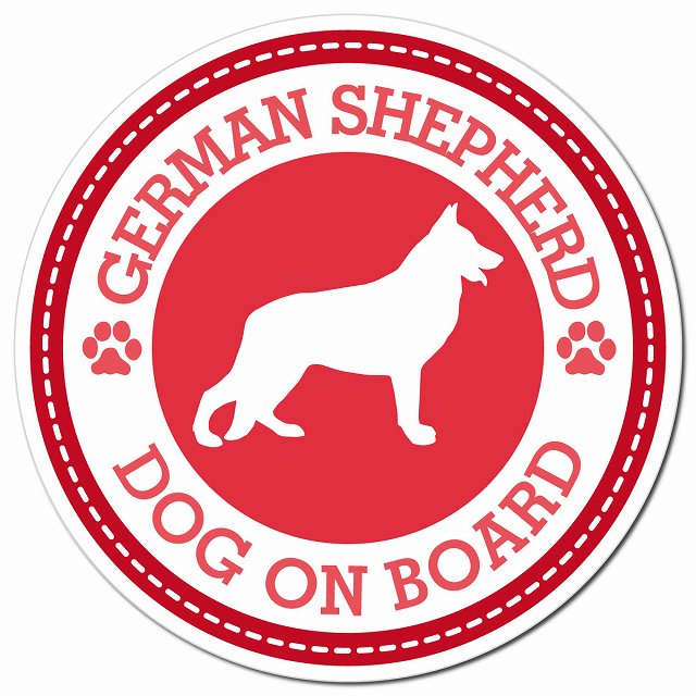 GERMAN SHEPHERD シェパード レッド 肉球 Dog on board マグネット 車用 直径13cm 丸型 カーマグネット
