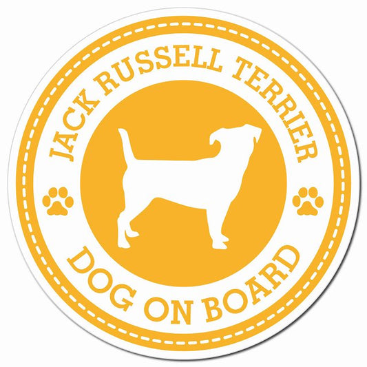 Jack Russell Terrier ジャックラッセルテリア イエロー 肉球 Dog on board マグネット 車用 直径13cm 丸型