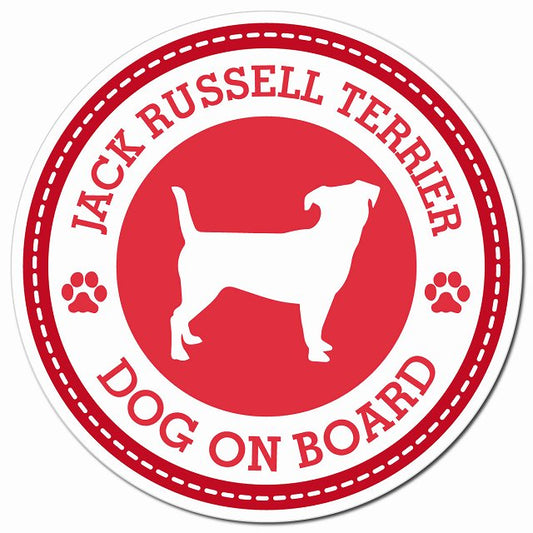 Jack Russell Terrier ジャックラッセルテリア レッド 肉球 Dog on board マグネット 車用 直径13cm 丸型
