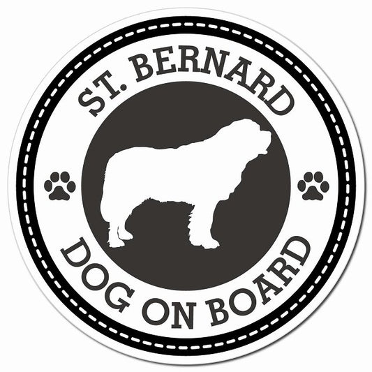 ST. BERNARD セント・バーナード ブラック 肉球 Dog on board マグネット 車用 直径13cm 丸型 カーマグネット
