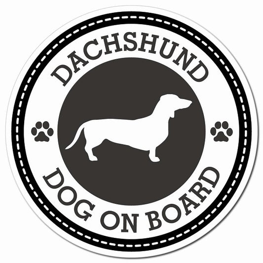 DACHSHUND ダックスフント ブラック 肉球 Dog on board マグネット 車用 直径13cm 丸型 カーマグネット