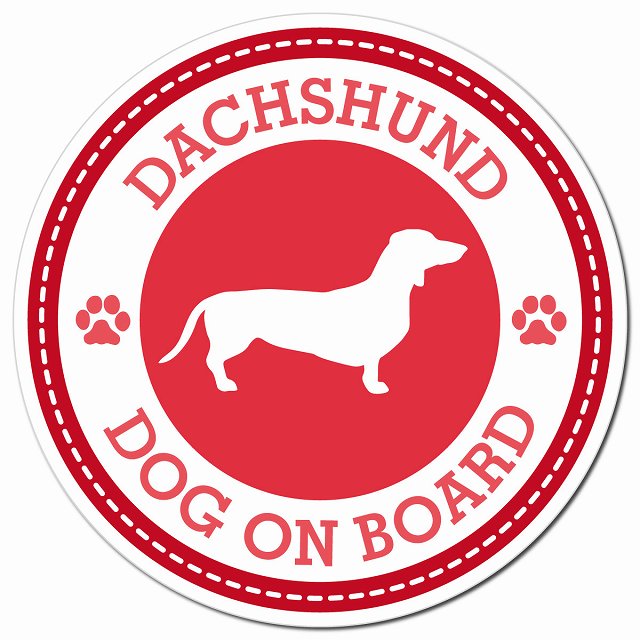DACHSHUND ダックスフント レッド 肉球 Dog on board マグネット 車用 直径13cm 丸型 カーマグネット