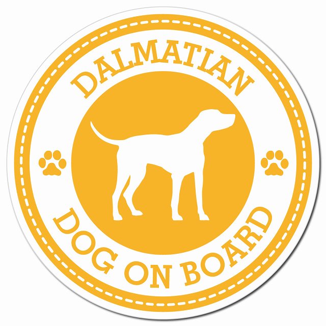DALMATIAN ダルメシアン イエロー 肉球 Dog on board マグネット 車用 直径13cm 丸型