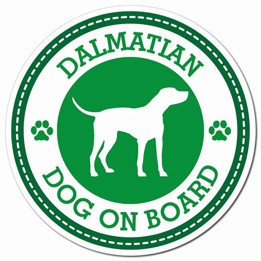 DALMATIAN ダルメシアン グリーン 肉球 Dog on board マグネット 車用 直径13cm 丸型