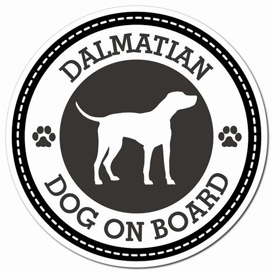 DALMATIAN ダルメシアン ブラック 肉球 Dog on board マグネット 車用 直径13cm 丸型 カーマグネット