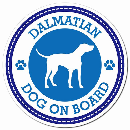 DALMATIAN ダルメシアン ブルー 肉球 Dog on board マグネット 車用 直径13cm 丸型