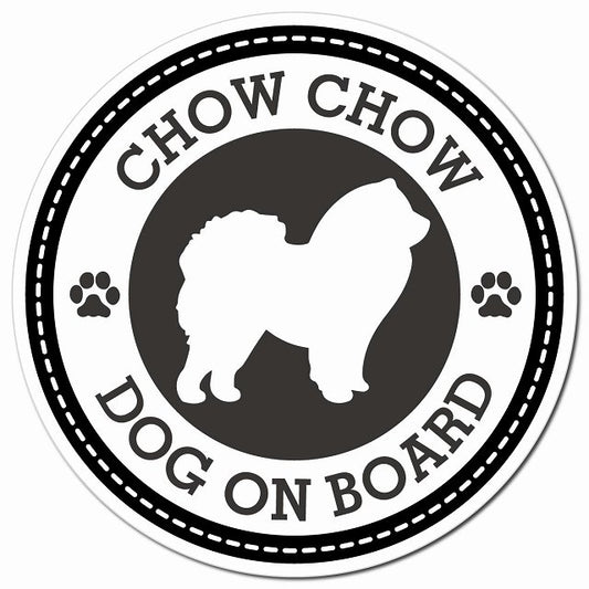 CHOW チャウチャウ ブラック 肉球 Dog on board マグネット 車用 直径13cm 丸型 カーマグネット