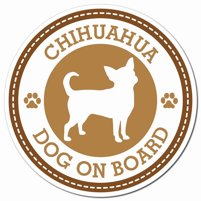 CHIHUAHUA チワワ ブラウン 肉球 Dog on board マグネット 車用 直径13cm 丸型 カーマグネット