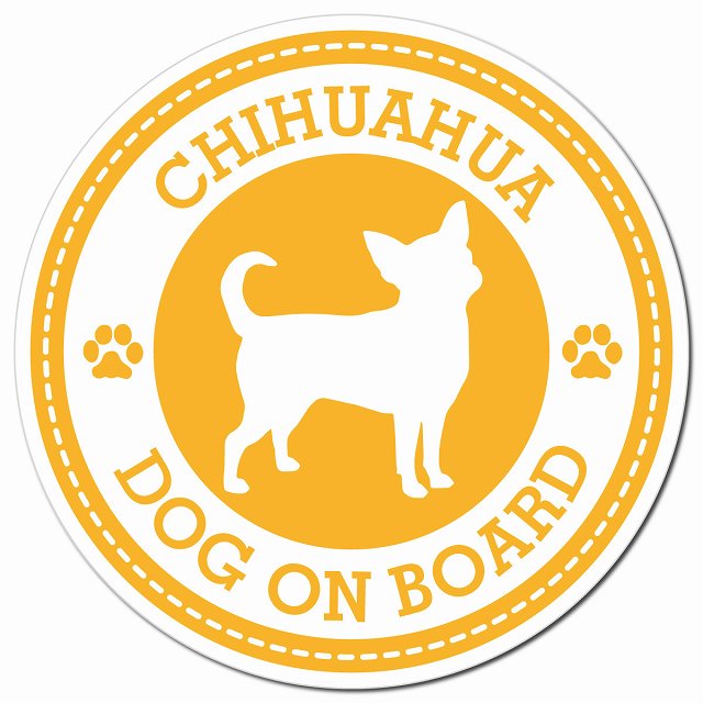CHIHUAHUA チワワ イエロー 肉球 Dog on board マグネット 車用 直径13cm 丸型 カーマグネット