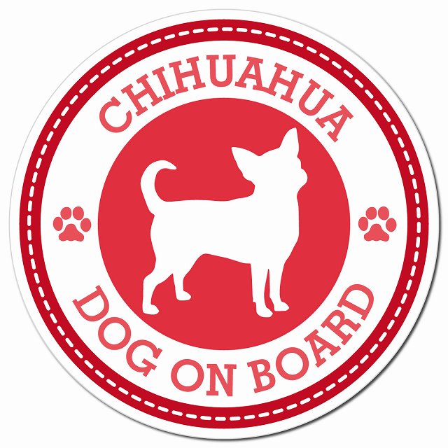CHIHUAHUA チワワ レッド 肉球 Dog on board マグネット 車用 直径13cm 丸型 カーマグネット