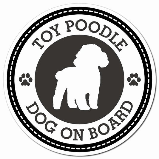 TOY POODLE トイプードル ブラック 肉球 Dog on board マグネット 車用 直径13cm 丸型 カーマグネット