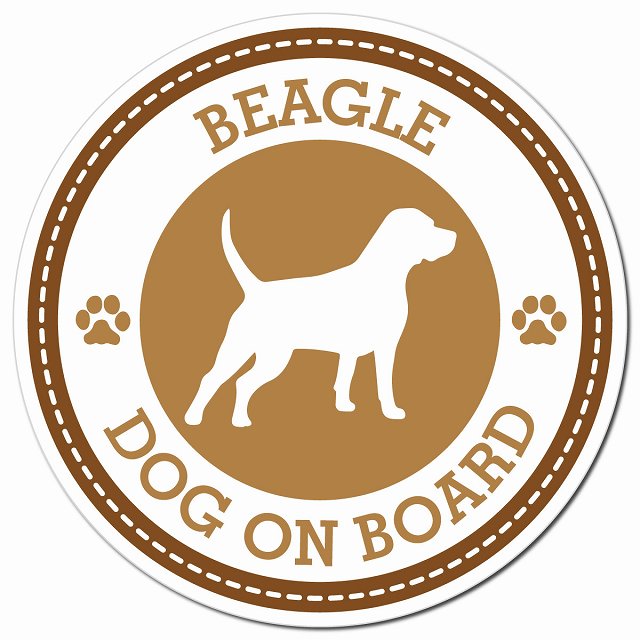 BEAGLE ビーグル ブラウン 肉球 Dog on board マグネット 車用 直径13cm 丸型 カーマグネット