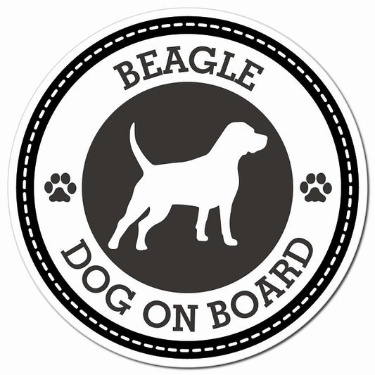 BEAGLE ビーグル ブラック 肉球 Dog on board マグネット 車用 直径13cm 丸型 カーマグネット