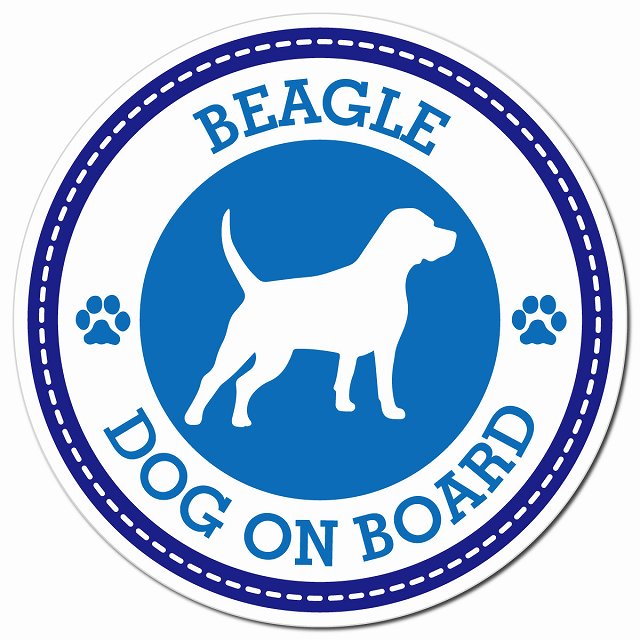 BEAGLE ビーグル ブルー 肉球 Dog on board マグネット 車用 直径13cm 丸型 カーマグネット