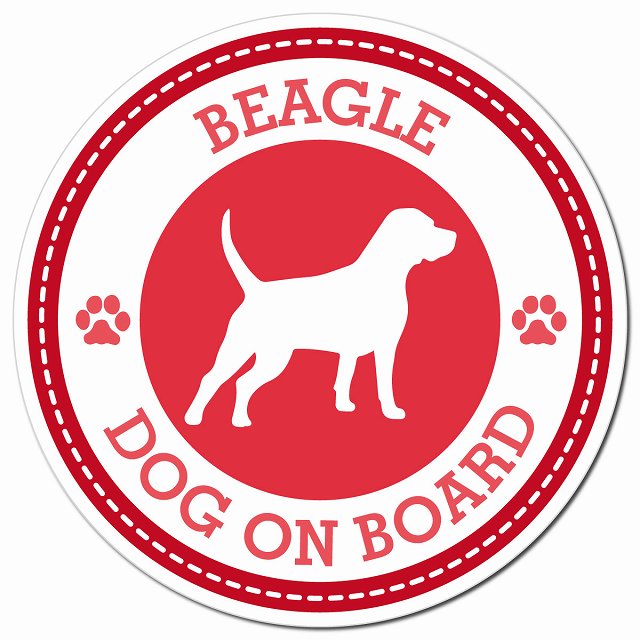 BEAGLE ビーグル レッド 肉球 Dog on board マグネット 車用 直径13cm 丸型 カーマグネット